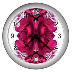 Diagonal Magenta Bouquet Wall Clock (silver) by kaleidomarblingart