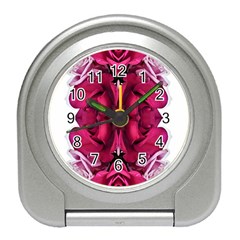 Diagonal Magenta Bouquet Travel Alarm Clock by kaleidomarblingart