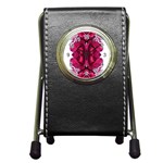 Diagonal Magenta Bouquet Pen Holder Desk Clock Front