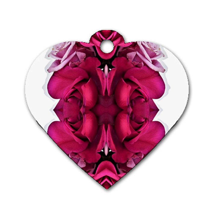 Diagonal Magenta Bouquet Dog Tag Heart (Two Sides)