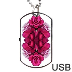 Diagonal Magenta Bouquet Dog Tag Usb Flash (two Sides) by kaleidomarblingart