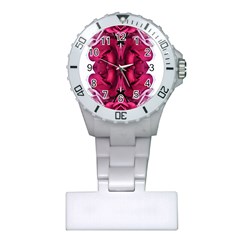 Diagonal Magenta Bouquet Plastic Nurses Watch by kaleidomarblingart