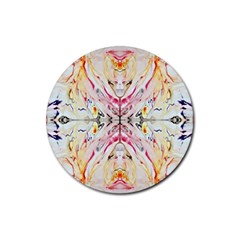 Painted Web Repeats Rubber Round Coaster (4 Pack)  by kaleidomarblingart