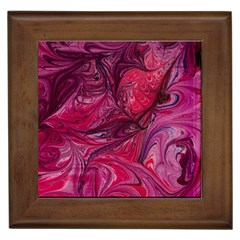 Red Feathers Framed Tile by kaleidomarblingart