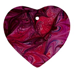 Red Feathers Ornament (heart) by kaleidomarblingart