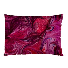 Red Feathers Pillow Case by kaleidomarblingart