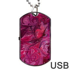 Red Feathers Dog Tag Usb Flash (one Side) by kaleidomarblingart