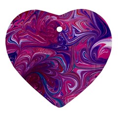 Painted Feathers Ornament (heart) by kaleidomarblingart