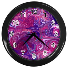 Painted Feathers Wall Clock (black) by kaleidomarblingart