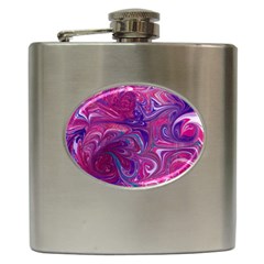 Painted Feathers Hip Flask (6 Oz) by kaleidomarblingart