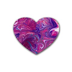 Painted Feathers Rubber Coaster (heart)  by kaleidomarblingart