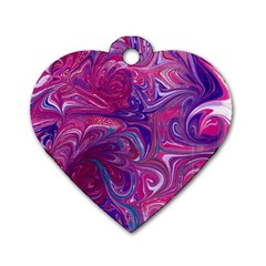 Painted Feathers Dog Tag Heart (two Sides) by kaleidomarblingart