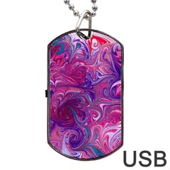 Painted Feathers Dog Tag Usb Flash (one Side) by kaleidomarblingart