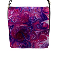 Painted Feathers Flap Closure Messenger Bag (l) by kaleidomarblingart