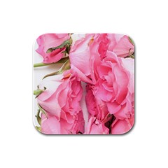 Scattered Magenta Roses Rubber Square Coaster (4 Pack)  by kaleidomarblingart