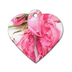 Scattered Magenta Roses Dog Tag Heart (one Side) by kaleidomarblingart