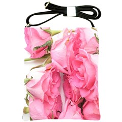 Scattered Magenta Roses Shoulder Sling Bag by kaleidomarblingart