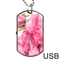 Scattered Magenta Roses Dog Tag Usb Flash (two Sides) by kaleidomarblingart