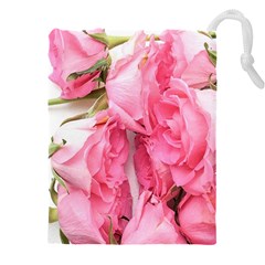 Scattered Magenta Roses Drawstring Pouch (5xl) by kaleidomarblingart