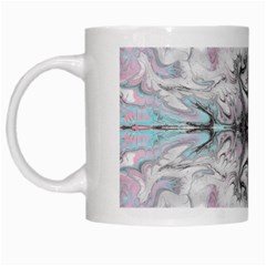 Pink On Grey Arabesque White Mugs by kaleidomarblingart