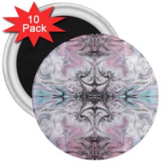 Pink On Grey Arabesque 3  Magnets (10 Pack)  by kaleidomarblingart