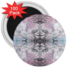 Pink On Grey Arabesque 3  Magnets (100 Pack) by kaleidomarblingart