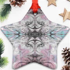 Pink On Grey Arabesque Star Ornament (two Sides) by kaleidomarblingart