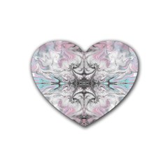 Pink On Grey Arabesque Heart Coaster (4 Pack)  by kaleidomarblingart