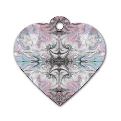 Pink On Grey Arabesque Dog Tag Heart (one Side) by kaleidomarblingart