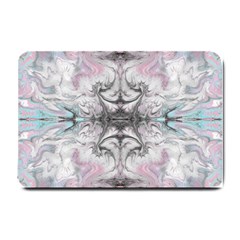 Pink On Grey Arabesque Small Doormat  by kaleidomarblingart