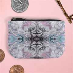 Pink On Grey Arabesque Mini Coin Purse by kaleidomarblingart