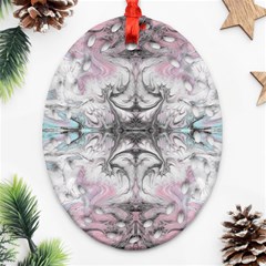 Pink On Grey Arabesque Ornament (oval Filigree) by kaleidomarblingart