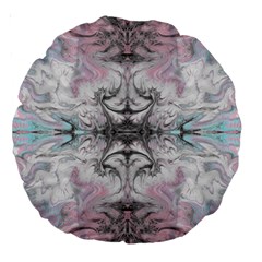 Pink On Grey Arabesque Large 18  Premium Round Cushions by kaleidomarblingart