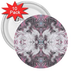 Marbling Symmetry 3  Buttons (10 Pack)  by kaleidomarblingart