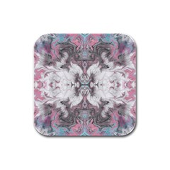 Marbling Symmetry Rubber Square Coaster (4 Pack)  by kaleidomarblingart