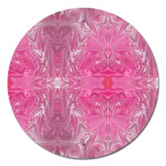 Magenta Repeats Magnet 5  (round) by kaleidomarblingart