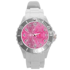 Magenta Repeats Round Plastic Sport Watch (l) by kaleidomarblingart