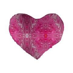 Magenta Repeats Standard 16  Premium Flano Heart Shape Cushions by kaleidomarblingart