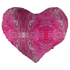 Magenta Repeats Large 19  Premium Flano Heart Shape Cushions by kaleidomarblingart