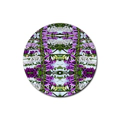 Woven Floral Repeat Rubber Round Coaster (4 Pack)  by kaleidomarblingart