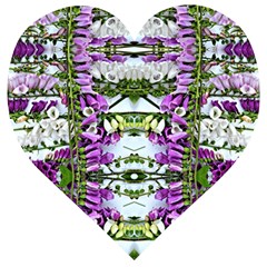 Woven Floral Repeat Wooden Puzzle Heart by kaleidomarblingart