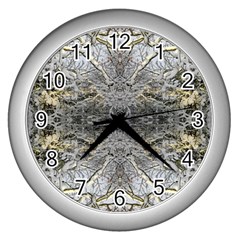 Winter Garden Repeats Wall Clock (silver) by kaleidomarblingart