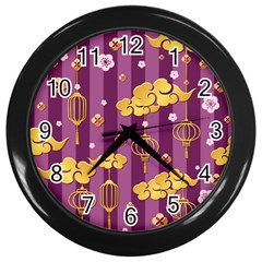 Aesthtic Pink Love Wall Clock (black) by designsbymallika