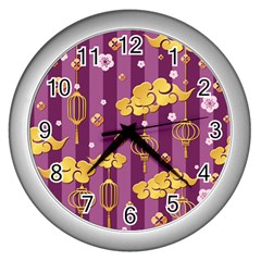 Aesthtic Pink Love Wall Clock (silver) by designsbymallika