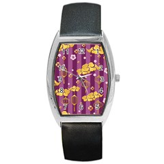 Aesthtic Pink Love Barrel Style Metal Watch by designsbymallika