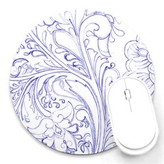 Blue Biro Ornate Round Mousepads by kaleidomarblingart