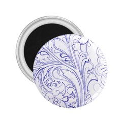 Blue Biro Ornate 2 25  Magnets by kaleidomarblingart