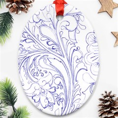 Blue Biro Ornate Ornament (oval) by kaleidomarblingart