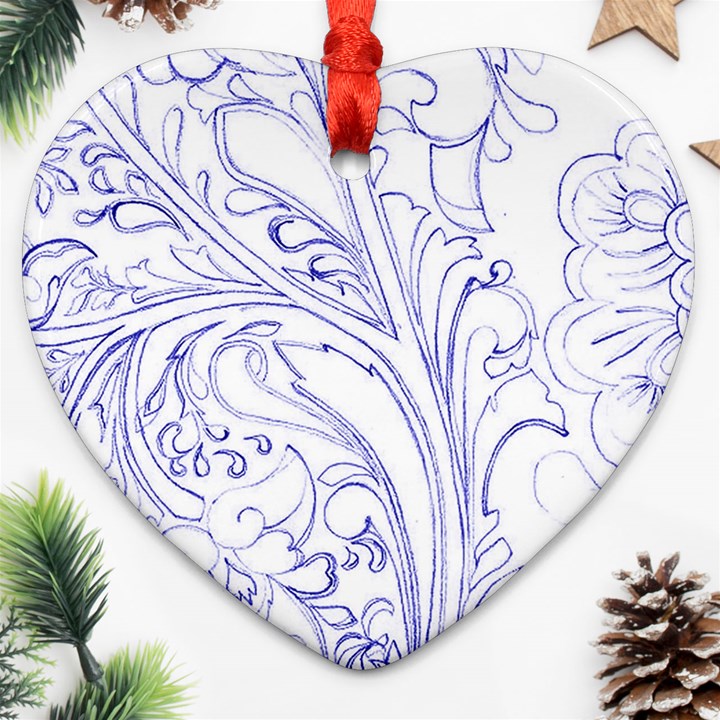 Blue biro ornate Ornament (Heart)