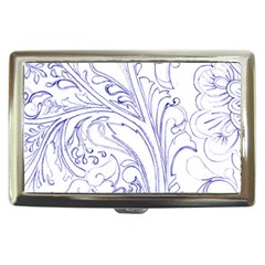 Blue Biro Ornate Cigarette Money Case by kaleidomarblingart